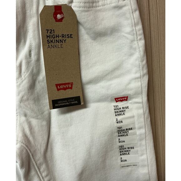 Levi’s 721 High Rise Skinny Ankle Jeans White Size W26 - Picture 4 of 6